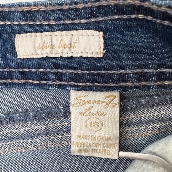 Seven7 Jean Women 18 Plus Boot Cut Mid 38x32.5 Distress Denim Luxe Y2K Core Ex - Picture 12 of 16